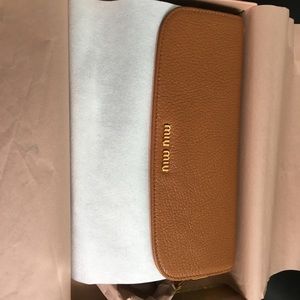 NWT Miu Miu beige leather cross body bag